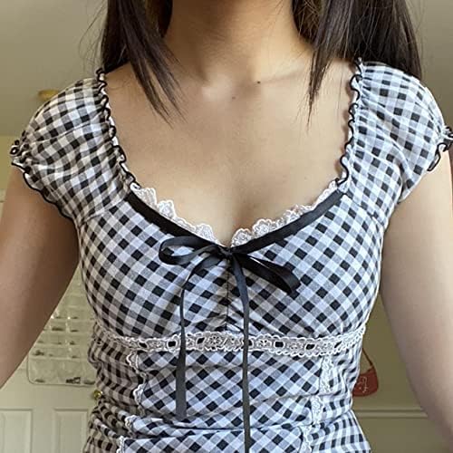 Image of Fairy Grunge Y2k Shirts Vintage Crop Tops Short Sleeve Girls Slim Fit Tees