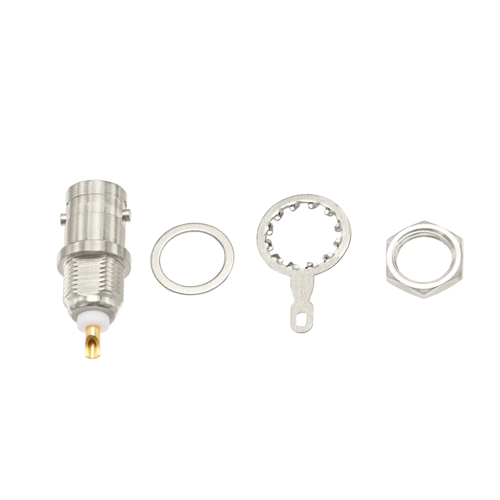 Superbat BNC Female Connector 50ohm Panel Mount Nut Bulkhead Handle Deck Clip Solder Cup Coax Connector for Antenna Cable Modem - Image 4