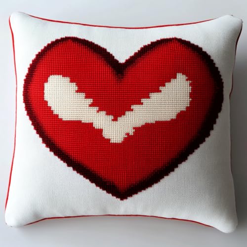Kit Tapis à Crochets Motif Coeur pour Décorer un Coussin de Salon Cosy