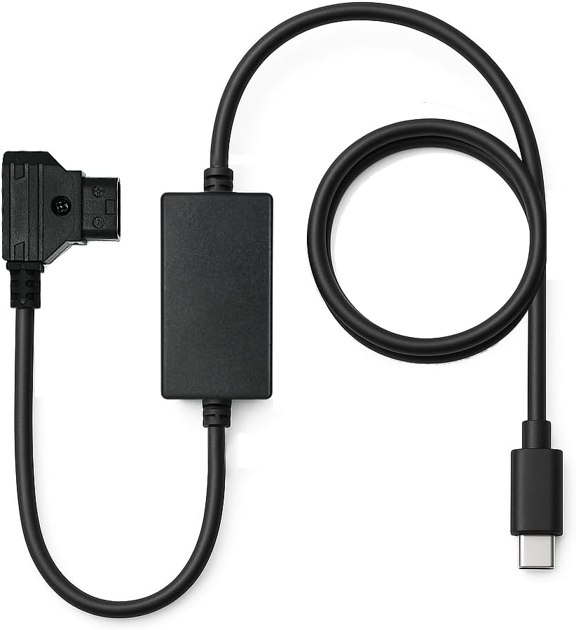 D-Tap to USB-C PD Adapter Cable (60cm), 20Watt Power Delivery, 11.2-16.8V D-Tap Input to 5V/9V/12V USB-C Output, Single Direction for V-Mount Battery, Camera & Broadcast Devices