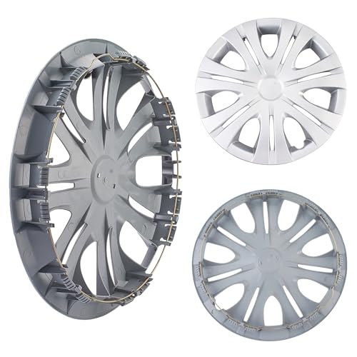 Image of Smoke Matte Silver Car Vehicle Chrome Wheel Rim Skin Cover 14 inch Automotive Hubcap Wheel Cover Replacement Hubcaps Rim Protection Accessories Set of 4, 14 inch