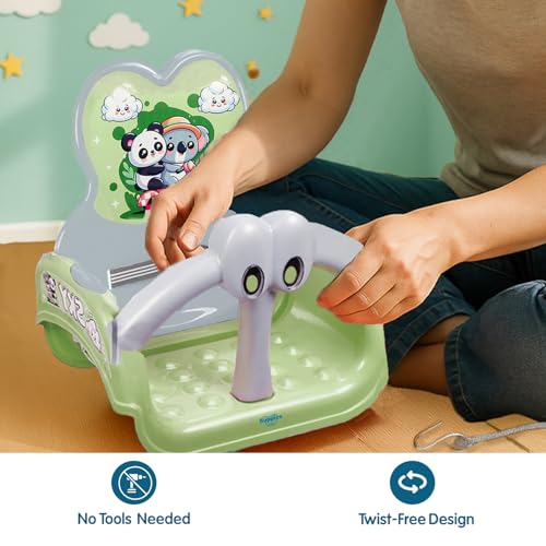 Image of Amazon Brand - Supples Baby Swing for Kids | Non-Toxic Plastic | Indoor & Outdoor Use | Adjustable Design with Safety Belt | Age 6 Months to 4 Years | Green & Grey