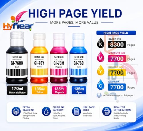 Image of GI-76 Refill Ink Bottle Suitable for GX3070, GX3072, GX4070 Printers (170ML X 1 Bottle /Black) Dye Based Ink