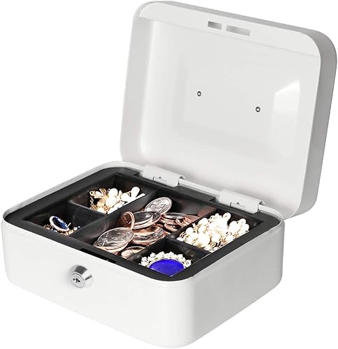 Vista 145 de Jssmst - Caja de dinero pequeña con bandeja, caja con bloqueo, Negro L