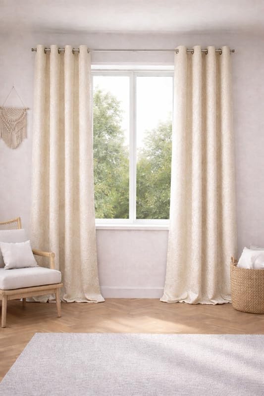 Image of Velvet 9 Feet Blackout Curtain Panels, 70% Light-Blocking Heavy Thermal Insulated Drapes Set of 1 (274 * 121cm, Cream)