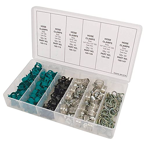 Image of Stens 415-170 Hose Clamp Assortment, 30 of 1 /4 inch-1 /2 inch OD, 30 of 7 /16 inch OD, 40 of 5 /16 inch OD, 60 of 1 /2 inch OD,Gray