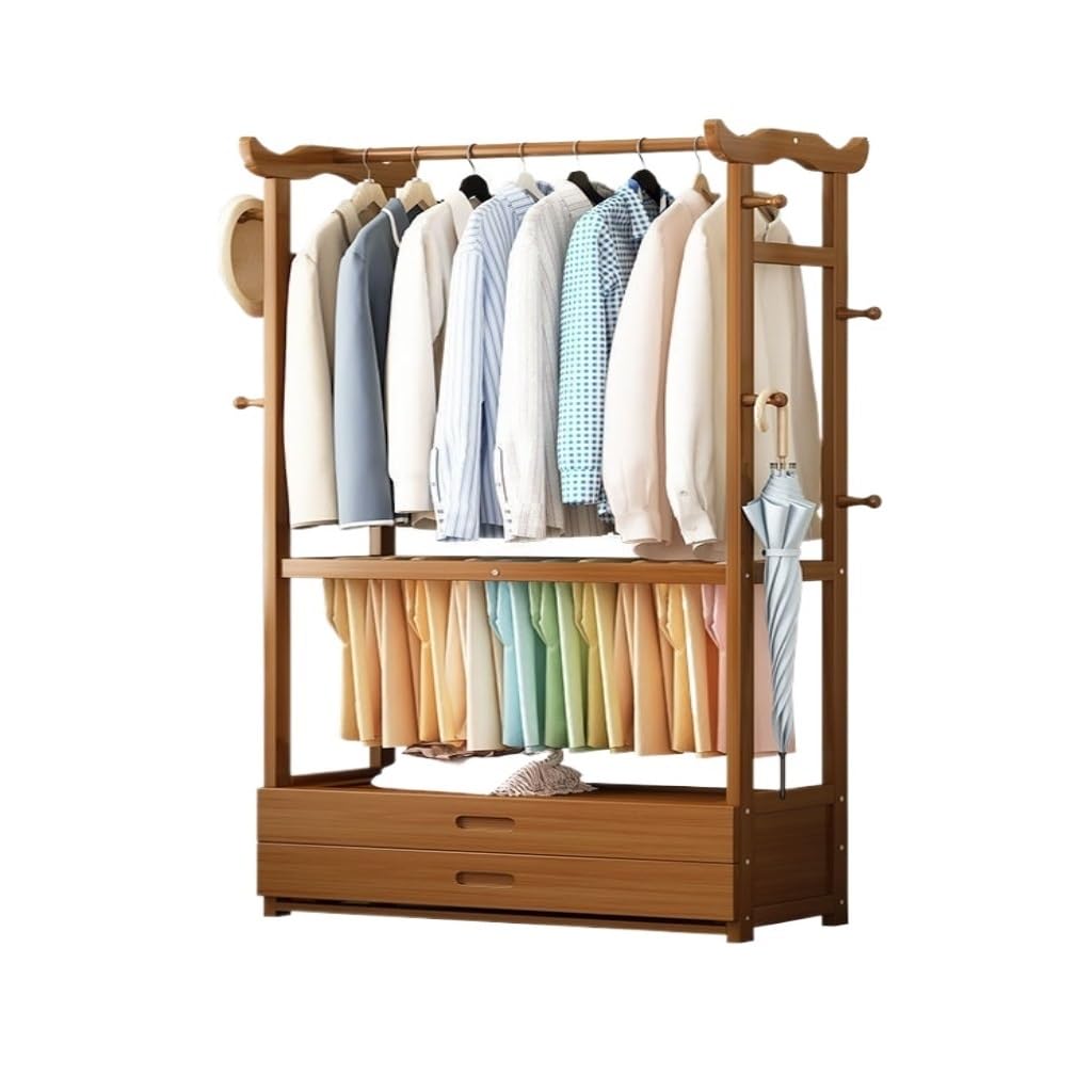Laundry Rack Clothes Rack Floor-Standing Vertical Clothes Rack with Drawer Multi-Functional Coat Rack Bedroom Storage Rack Drying Rack