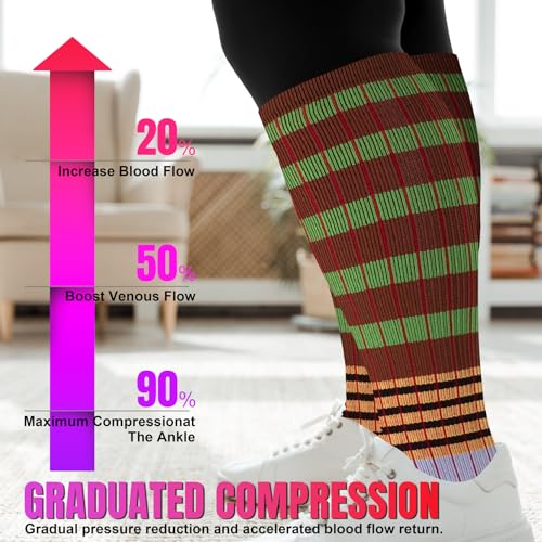 Image of bropite 3 /4 Pairs Plus Size Compression Socks Extra Wide Calf Women&Men 20-30mmHg Support Dancing Cycling Running Climbing