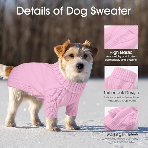 Image of Dog Sweaters for Small Medium Large Dog, Classic Turtleneck Pet Clothes Warm Thermal Doggy Winter Coat, Thick Double Knitting Collar Pullover Cold Weather Puppy Jacket for Indoor & Outdoor Wear