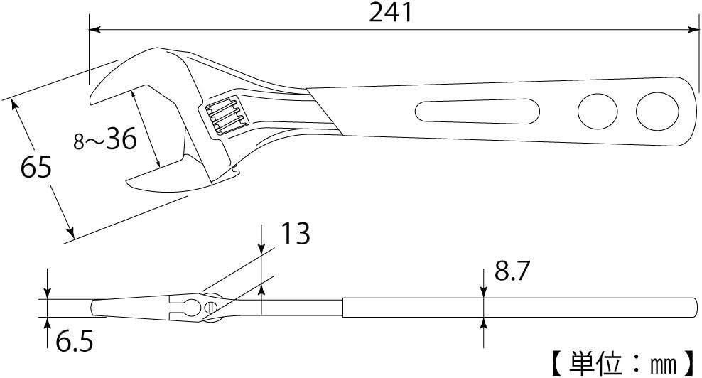 TOP 9 inch Adjustable Wrench with Ergonomic Grip | Thin and Light Body for Tight Spaces | Super Heavy Duty Extra Wide Opening Jaw Crescent Wrench | Made in Japan