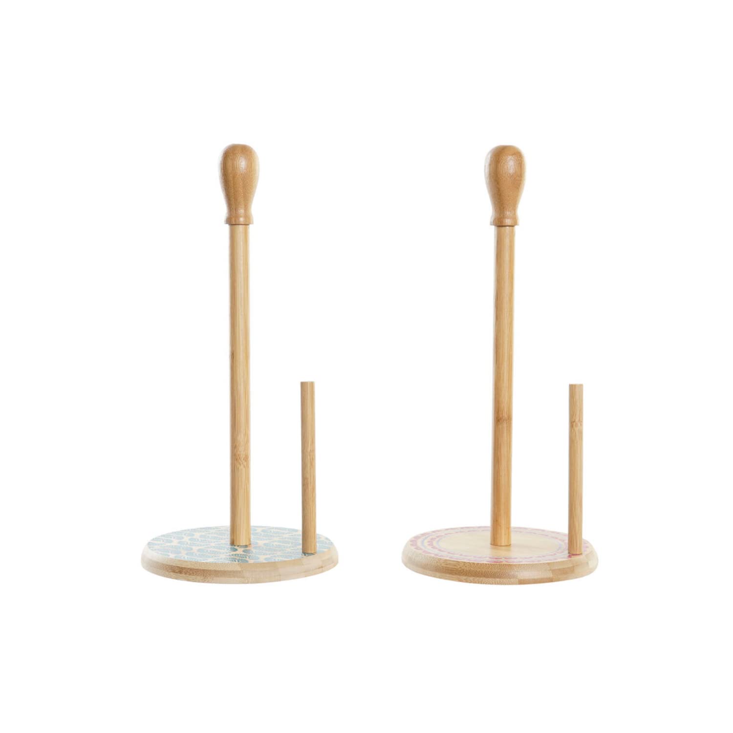 Portarrollos de madera de bambú DKD Home Decor, diseño estilizado en turquesa y granate