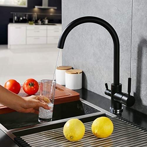 Robinet 3 voies noir mat pour éliminer les bouteilles plastique