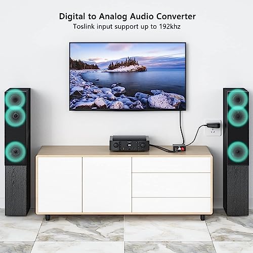 Image of DAC 192KHz Digital to Analog Audio Converter, Optical to RCA Adapter with Coaxial Cable, Toslink Optical to 3.5mm Adapter for PS4 HD DVD Home Cinema Systems