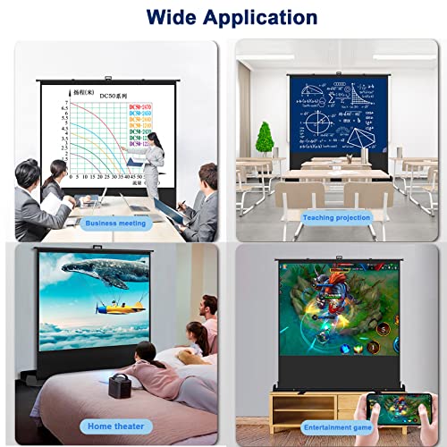 Lesolar 84 In Manual Pull Up Projector Screen 4:3 Grey Fiberglass Curtains 4K Hd Floor Standing Portable And Retractable Video Projection Screens For Indoor Outdoor Home Hotel School Office thumb #6