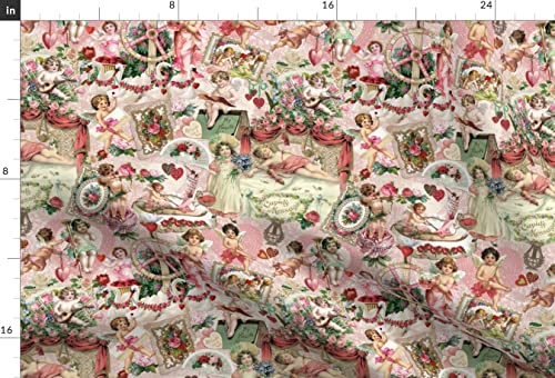 Spoonflower Fabric - Roses Hearts Lace Valentines Victorian Printed On Minky Fabric By The Yard - Sewing Baby Blankets Quilt Backing Plush Toys #TOP1