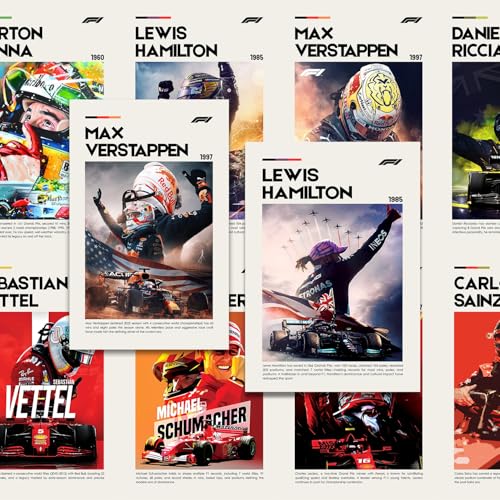 F1 Racing Team Poster VEENSHI Formula 1 Racing Posters Set of 10 | A4 Size 11.9 x 8.3 Inch ...
