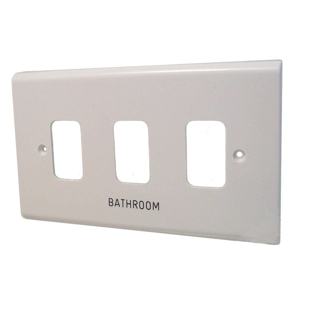 Deta G3303 Slimline Grid Front Cover Plate 3 Gang (White) from B&Q