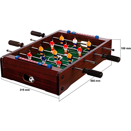 GAMES PLANET Mini Kicker Tischfußball „Dundee“, 4 Dekorvarianten, Maße: 51x31x8 cm, Gewicht: 2,6 kg, 4 Spielstangen, Kleiner Kinder Tischkicker inkl. 2 Bälle – Bild 3