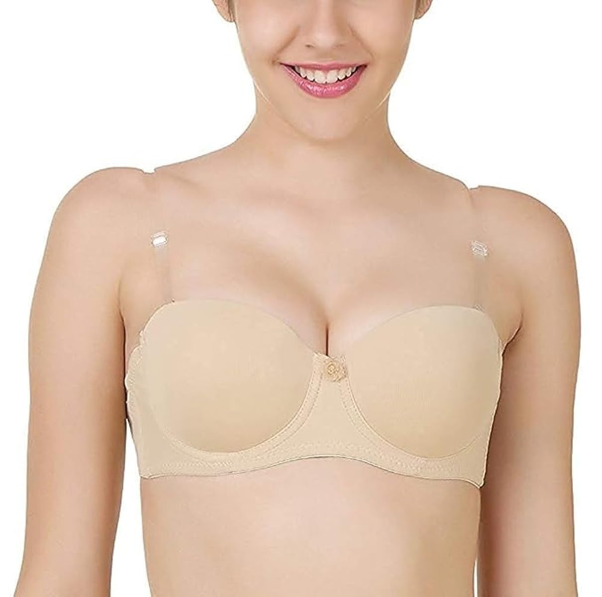 Backless Strapless Padded Invisible Push-Up Bra, Clear Straps-image-28