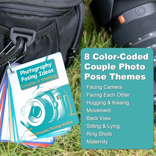 Photography Accessories 150 Pose Ideas, Photographer Gifts Digital Camera Accessories for Photography Essentials Equipment for Canon Nikon Sony Quick Reference Cards, Couples and Wedding Posing Guides