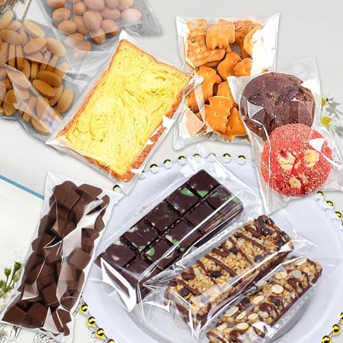 400 Stück Cellophantüten Selbstklebend, Transparent Zellophantüten Selbstklebend, Celofantüten, Zellufantüten, Cellophanbeutel für Süßigkeiten, Kekse, Kerzen und Schokolade 8x20cm,10x18cm