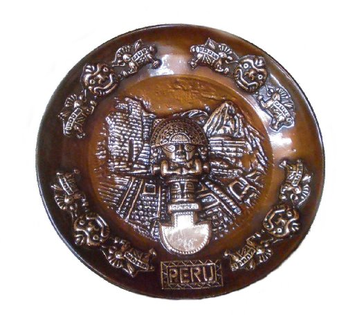 Plato de cobre Tumi Inka Dios de 20 cm como regalo cultural de bodas y aniversarios 2