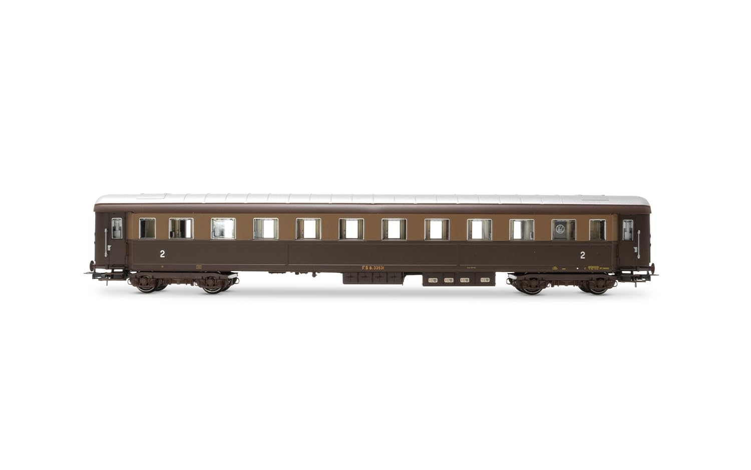 Rivarossi Hr4367 FS, Confezione da 2 unità Bz 33010 Tipo 1946 2A Classe, Una con Scompartimento 'Ristoro', Livrea Castano, Isabella, Episodio Iiib, Materiale Rotabile per Carrozze