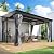 COVERONICS 10' X 12' Outdoor Lean to Gazebo - Wall-Mounted Aluminum Frame Gazebo with Slope Metal Roof, Patio Heavy-Duty Lean to Pergola with Netting & Curtains for Garden, Backyard, Deck