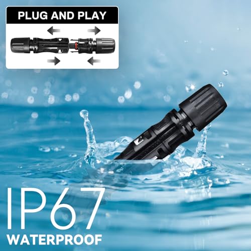 COCOSY 5 Paare 10mm² Solarstecke 8 AWG IP68 1500V 60A Photovoltaikanschlüsse Mit 1 Paar Solartool, 10 mm männliche und weibliche Anschlüsse für PV-DIY-Kabel