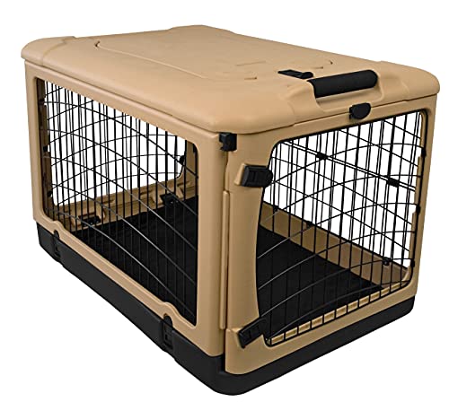 Pet Gear “The Other Door” 4 Door Steel Crate For Dogs/Cats With Garage-Style Door, Includes Plush Bed + Travel Bag, No Tools Required, 3 Models, 3 Colors #TOP3