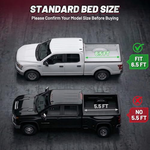 Image of BDFHYK Hard Tri Fold Tonneau Cover Fits Toyota Tundra 2014-2021 6.5 FT Bed, Waterproof Hard Folding Truck Bed Cover with Anti-Theft Lock, Easy Install Bed Cover for Camping and Work Trucks