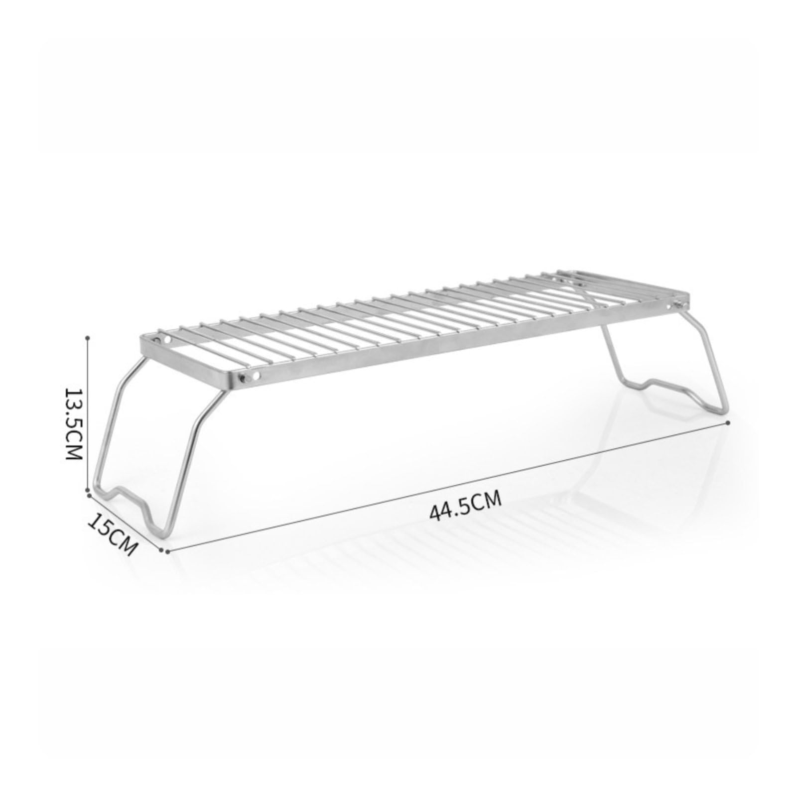 per For da Campeggio in Acciaio Inox con, Supporto Per Fornello Da 40 Cm, Modello Allungato Altezza Regolabile Su 2 Livelli
