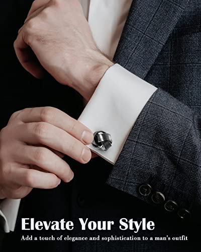 Lictin Men's Cufflinks Cuff Links For Men, Stainless Steel Tuxedo Shirt Cuff Links Set, Men’s Jewelry Or Accessories For Business, Wedding, 5 Pairs,Round #TOP1