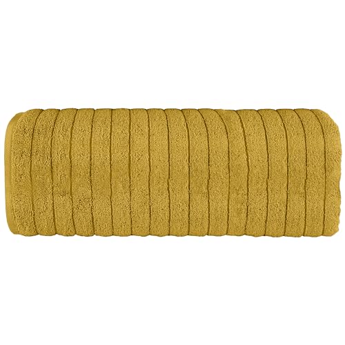 Image of Elegant Comfort 100% Turkish Cotton Corduroy Ribbed Luxury Jumbo Bath Towel Ultra Soft - 35 x 70 Inch - Luxury Spa Premium Hotel Quality Highly Absorbent and Quick Dry Large Bath Towel, Gold