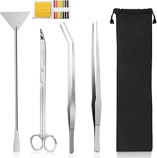 4 Stück Aquarium Aquascaping Tools,Premium Edelstahl Wasserpflanzen Werkzeuge Anti-Rost Pinzette Schere Schaber Werkzeug Set für Fisch Tank Reinigung Pflanze Trimmen. (Silber)