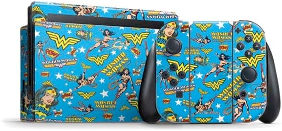 Skinit Decal Gaming Skin Compatible with Nintendo Switch Bundle - Officially Licensed DC Comics Wonder Woman Logo Design