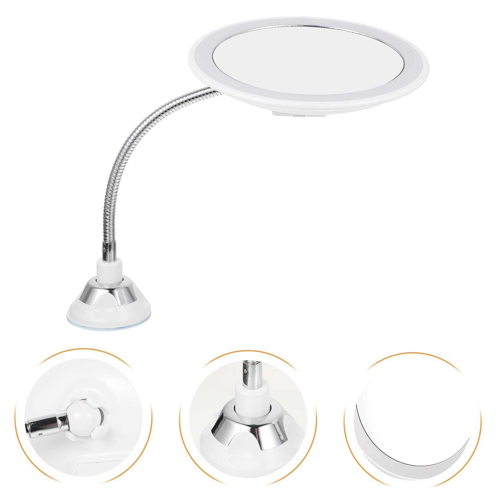 Runder Vergrößerungsspiegel mit 10 Stück Vergrößerung LED Beleuchtung und 360-grad Drehung Leichter Badezimmer Kosmetikspiegel aus Abs und Glas mit Saugnapf