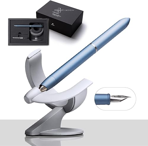 novium Hoverpen Future Edition  Pluma estilográfica hecha de metal, punta fina, estética futurista, bolígrafo ejecutivo giratorio gratis, bolígrafo