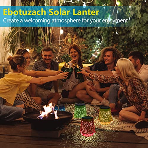 4 Packs Outdoor Solar Lanterns For Patio Waterproof,Ebotuzach 4 Colors Solar Hanging Lantern Outdoor Waterproof,Metal Solar Lantern Garden Decorative For Table Yard Terrace Pathway Party Christmas #TOP1