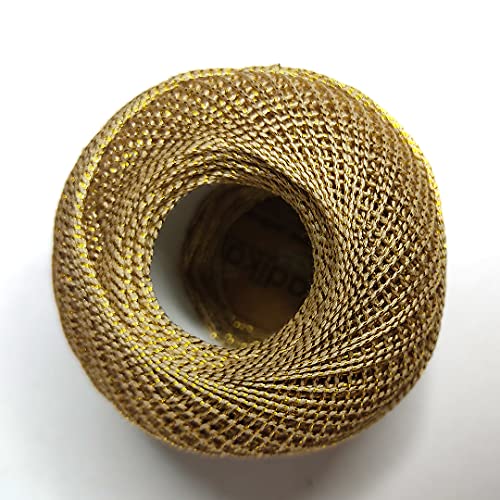 Image of Adikala Metallic Cotton Tatting Shuttle, Crochet Dori Balls for Knitting, Weaving, Embroidery and Craft Making (Set of 4)- 100GMS (Golden)