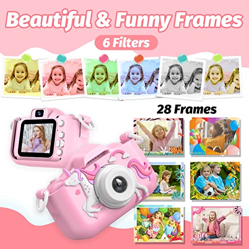 Mgaolo Children's Camera Toys For 3-12 Years Old Kids Boys Girls,Hd Digital Video Camera With Protective Silicone Cover,Christmas Birthday Gifts With 32Gb Sd Card (Unicorn Pink) #TOP4