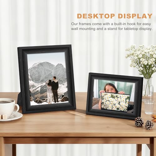 Image of 6x8 Picture Frame with Backing Board, Small 6x8 Photo Frame for Wall Hanging or Tabletop, Black