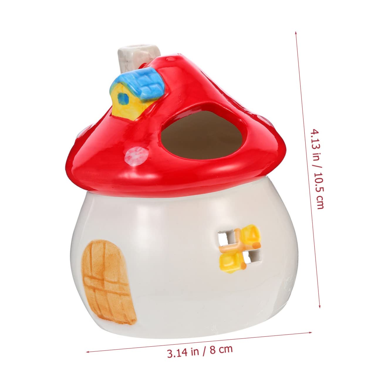 VANZACK Hamster Hideout Mushroom House Durable Ceramic Hut for Hamsters Guinea Pigs and Pets Cozy Private Sleeping Space Present for
