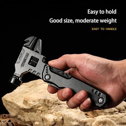Llave ajustable multifuncional y martillo portátil para camping 8