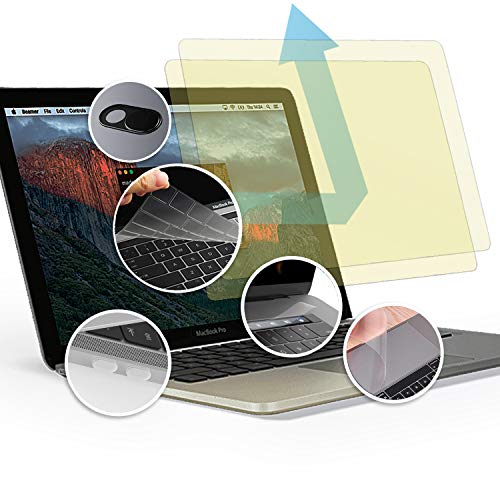 Homy Full Protection Kit for New MacBook Pro 16 inch 2019-2020: 2X Blue Light Blocking Screen Protector + Keyboard Cover + Webcam Anti-Spy Sliding Cover + Dust Plugs + Trackpad Cover, A2141 Model