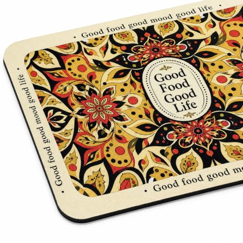 Image of LUXE HOME INTERNATIONAL Dish Dry Mats for Kitchen Counter, Rubber Quick Dry Mat for Kitchen Utensils, Mandala Floral Pattern Smooth Absorbent Placemat, 35x55 cm, Flower Yellow, Pack of 1