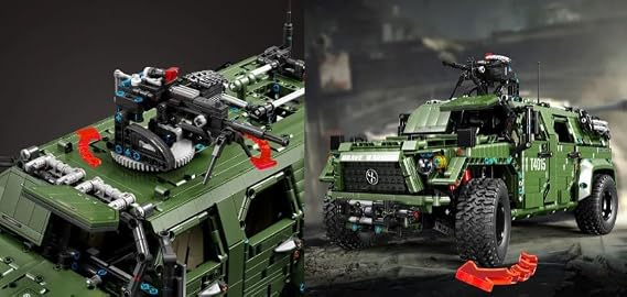 General Jim's Warrior Off Road Vehicle Building Block Set, 1:8 Scale Military Style Vehicle Model, 3175 Pieces, MOC Construction Set for Adults