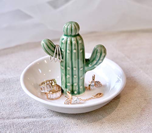 Image of PUDDING CABIN Cactus Gifts for Women Christmas, Cactus Ring Holder Dish, Birthday Gifts for Women Thanksgiving Xmas Valentine's Day, Decorative Cactus Decor, Home Decor