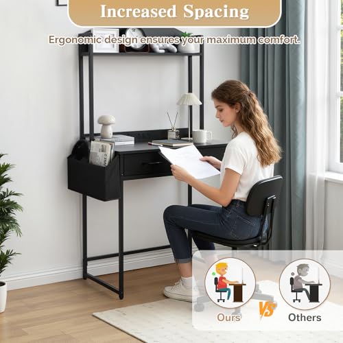 31.5" Small Vanity Desk with Storage, Power Outlets and 2 Fabric Drawers - image 6