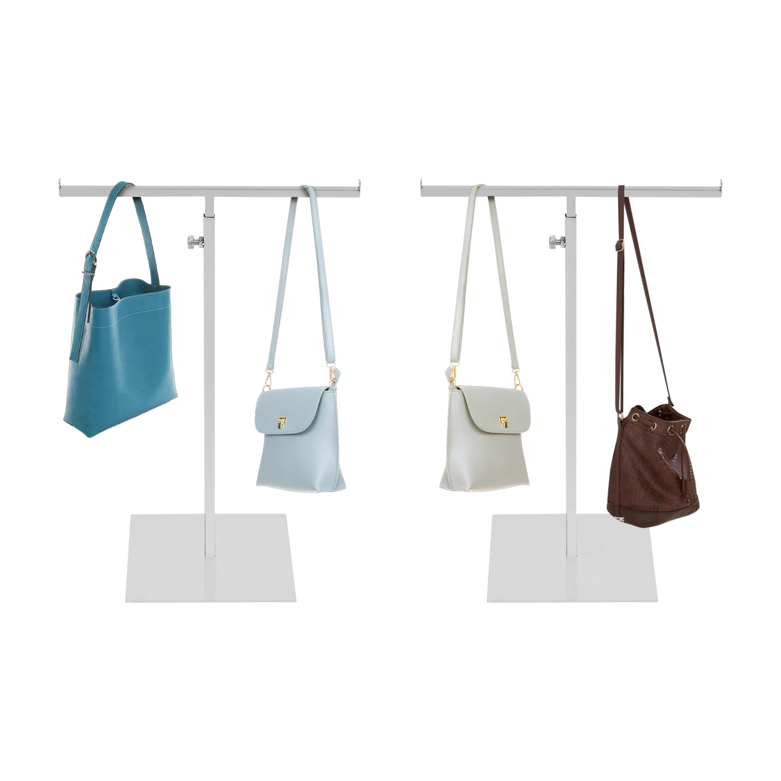 GeldböRse Display StäNder T-FöRmiger Expositor de Bolsos Ajustable de Metal Acero Inoxidable, Multifuncional para Bolsos de Hombro y Accesorios (Plata)
